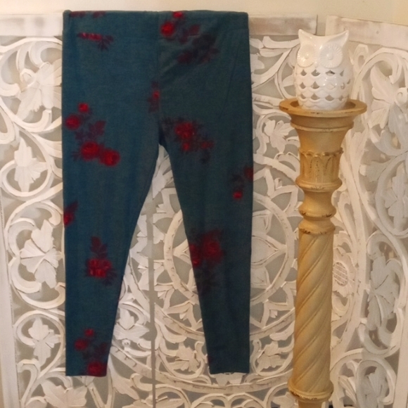 LulaRoe Women's SZ TC 16/18 Fushia Floral Teal Colored Soft Comfy Leggings - Picture 1 of 15